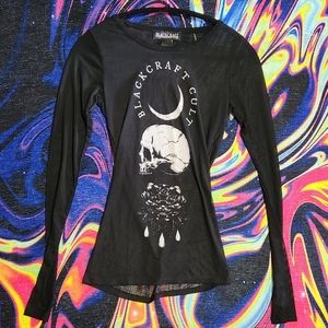 Black Craft Cult fishnet long sleeved top OS